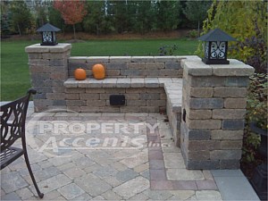 Stone Seating Wall with Columns